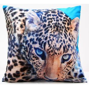 Leopard modrý povlak na polštáře s 3D potiskem