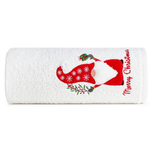 Bavlněný bílý ručník s vánočním trpaslíkem