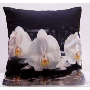 Bílý povlak na polštáře s bílými orchidejemi