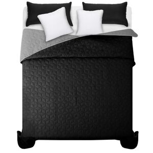 Černo šedý přehoz na manželskou postel s elegantním prošíváním 220 x 240 cm