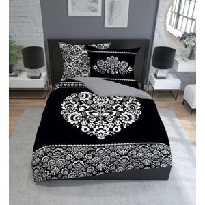 Čiernobiele bavlnené posteľné obliečky s folklórnym motívom
