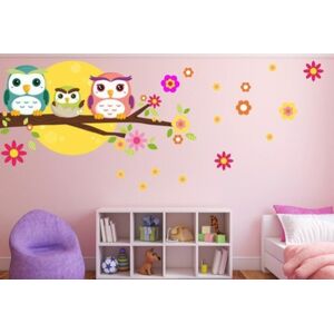 dekorační dětská nálepka na zeď soví maminka rodinka 60 x 120 cm