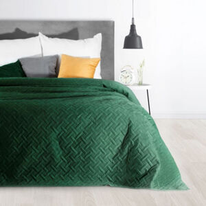 Dekorační přehoz na postel s prošíváním zelené barvy