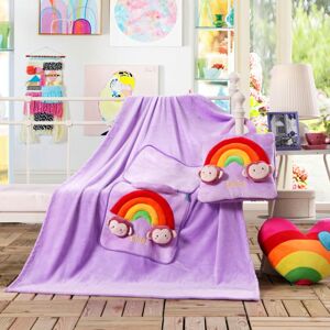 Dětská deka a polštář v jednom světle fialové barvě s medvídky