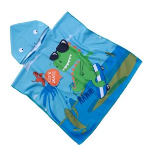 Dětské modré plážové pončo s cool dinosaurem
