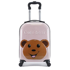 Dětský cestovní kufr 3D starorůžový s medvědem 31l