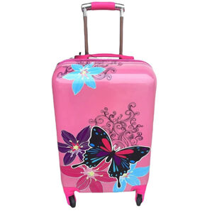Dětský cestovní kufr růžový s motýlkem 45l