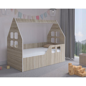 Dětský domeček na postel 140 x 70 cm v dekoru dub sonoma pravý