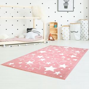 Dětský růžový koberec na hraní s hvězdami