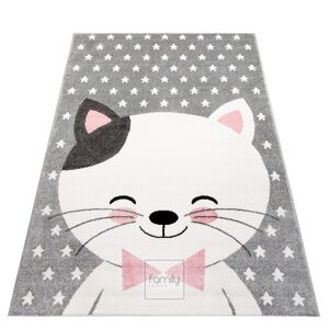 Dětský šedý koberec pro holčičku kočička