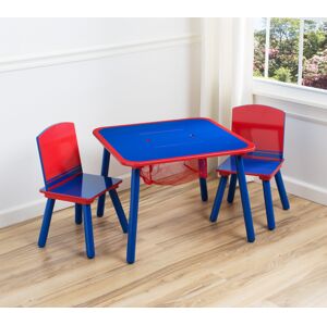 Dětský stolek a židle v modro červené barevné kombinaci
