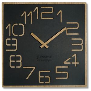 Dizajnové nástené hodiny v kombinácii dreva a čiernej farby 40 cm