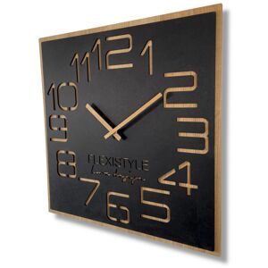 Dizajnové nástené hodiny v luxusnej kombinácia dreva a čiernej farby 60 cm
