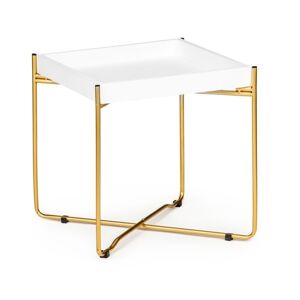 Elegantní bílý konferenční stolek se zlatými nohami