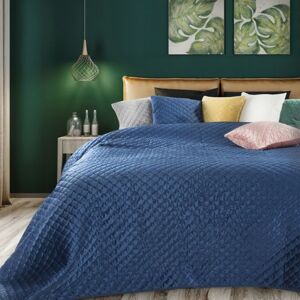 Elegantní prošívaný přehoz na postel modré barvy