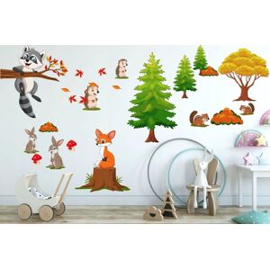 Farebná detská nálepka na stenu šťastné lesné zvieratká