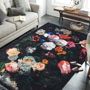 Fenomenální černý koberec do obývacího pokoje ve vintage stylu