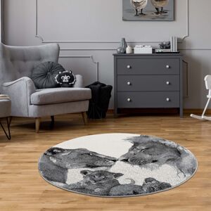 Fenomenální šedý kulatý koberec savana love
