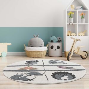 Hravý dětský kulatý koberec s motivem lesní zvířátka