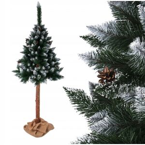 Jedinečná jemně zasněžená umělá vánoční borovice na pni 150 cm