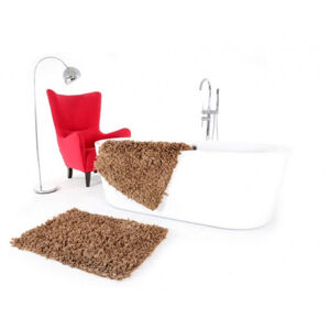 Koupelnový kobereček hnědé barvy 60 x 90 cm