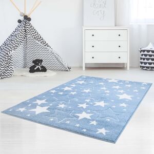 Kvalitní modrý dětský koberec s hvězdami