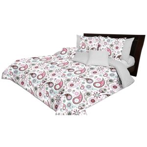 Kvalitní přehoz na postel oboustranný bílý s růžovým vzorem