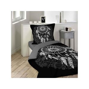 Luxusné bavlnené posteľné obliečky v čiernej farbe s lapačom snov 140 x 200 cm