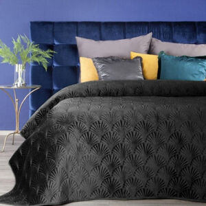 Luxusní černý sametový přehoz na manželskou postel