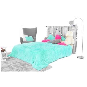 Luxusní chlupaté deky a přehozy mentolové barvy 200 x 220 cm