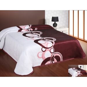 Luxusní oboustranný přehoz na postel bílo růžovo bordový s motivem