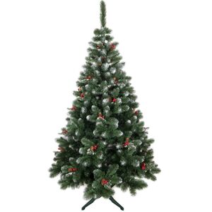 Luxusní vánoční stromeček borovice s šiškami a jeřabinou 150 cm