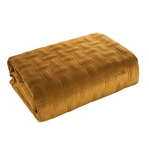 Luxusný zlato žltý zamatový prehoz na posteľ 220 x 240 cm SKLADOM