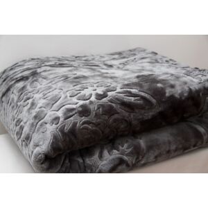 Měkká hrubá deka z akrylu šedé barvy 200 x 240 cm