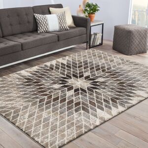 Moderní béžový koberec s abstraktním vzorem květu