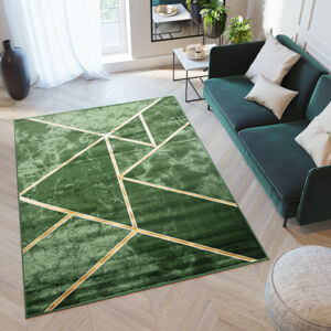 Moderní zelený koberec s jednoduchým geometrickým vzorem