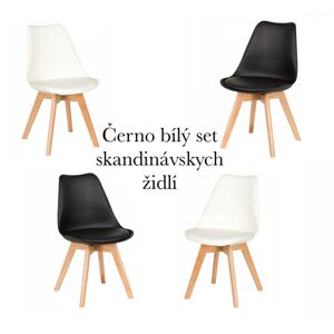 Moderní židle v setu bílé a černé barvy
