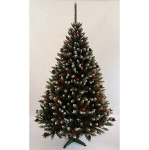 Nádherný vánoční stromeček zdobený jeřabinou a šiškami 220 cm