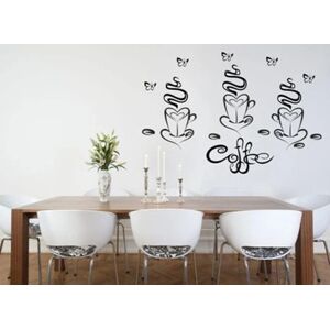 Nálepka na zeď do kuchyně šálku kávy ve tvaru srdíček