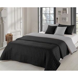 Oboustranné přehozy na postel černé barvy se vzorem 200 x 220 cm