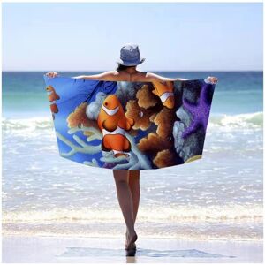 Plážová osuška s motivem rybiček 100 x 180 cm