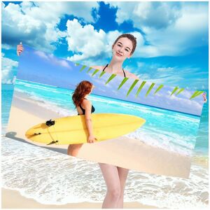 Plážová osuška s motivem surfařky na pláži 100 x 180 cm