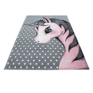Pohádkový šedý koberec pro holčičku jednorožec