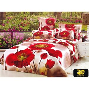 Povlečení na postel s 3D potiskem červených květů