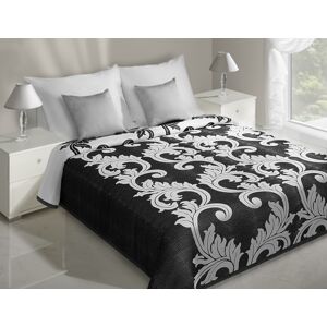 Přehoz na postel černé barvy s bílými ornamenty