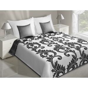 Přehozy na postel s černými květinovými ornamenty na bílém podkladu