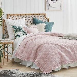 Růžová prošívaná přikrývka na manželskou postel 220 x 240 cm