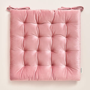 Růžový velurový polštář na židli 40x40 cm