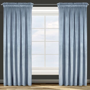 Sametové jednobarevné závěsy na okno světle modré barvy