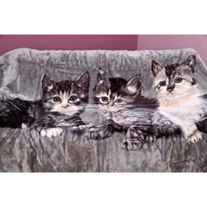 Šedá deka s kočkami akrylová